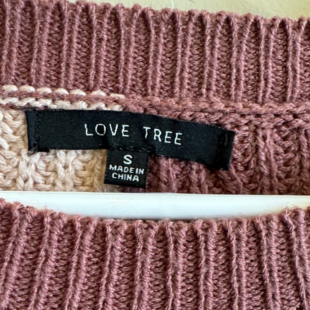 Love Tree Mauve and Pink Checkerboard Crewneck Sweater - Picture 2 of 4